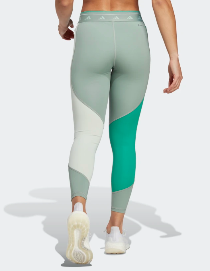 Adidas Techfit Colorblock 7 8 Leggings Silver Green