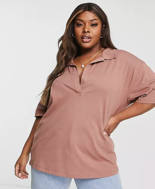 Oversized polo top shirt womens
