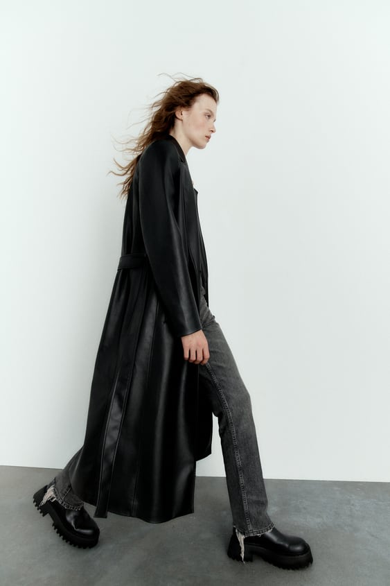 Zara + FAUX LEATHER TRENCH COAT