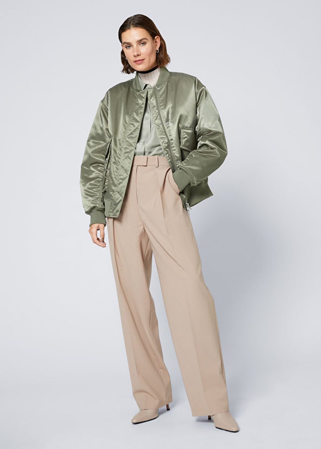 & Other Stories + Oversized Satin Bomber Jacket