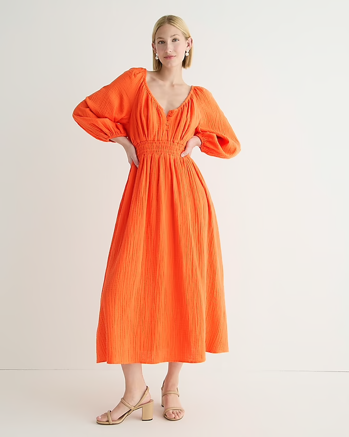 J.Crew + Vneck midi dress in soft gauze