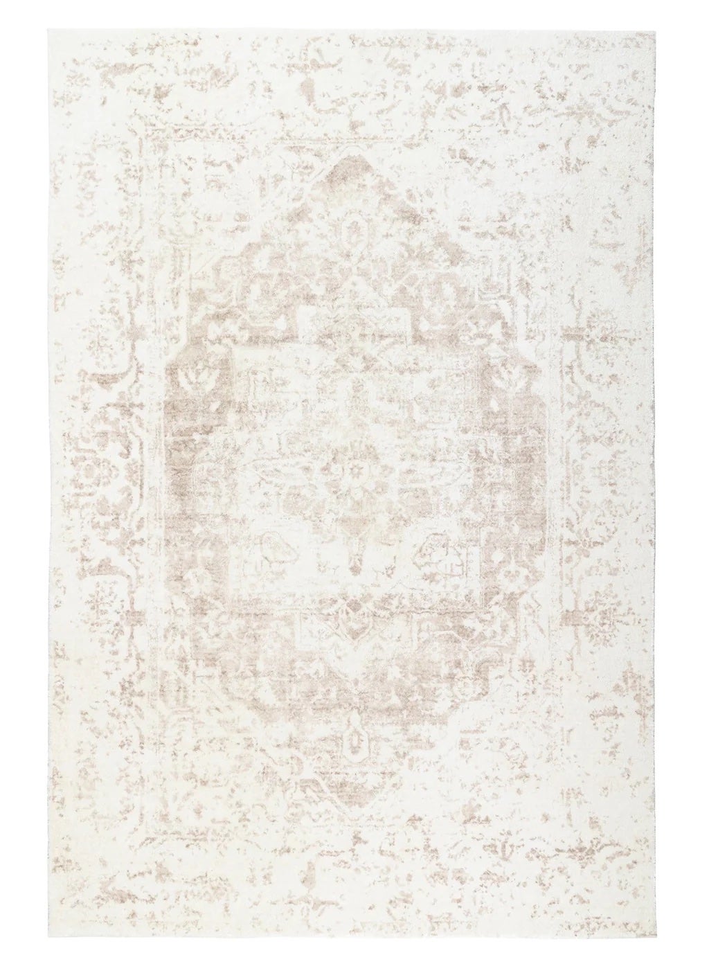 Miss Amara + Miss Amara Cabanela Cream and Beige Distressed Washable Rug