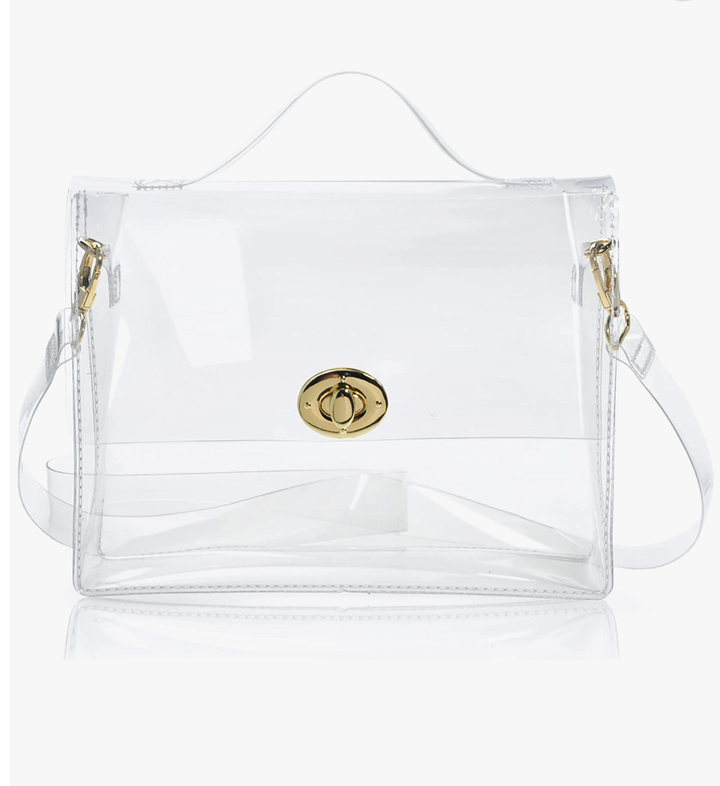 Cleared For Fun Clear and Gold Vinyl Crossbody Bag