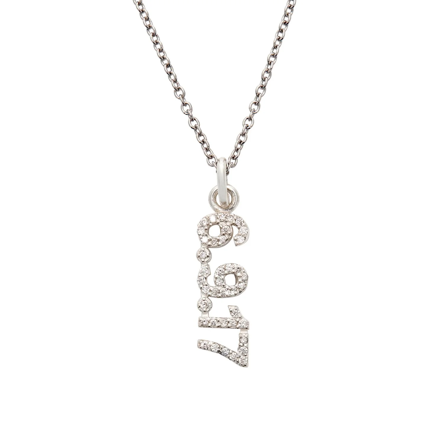 Tiny Tags + Sterling Silver Pavé Date Necklace