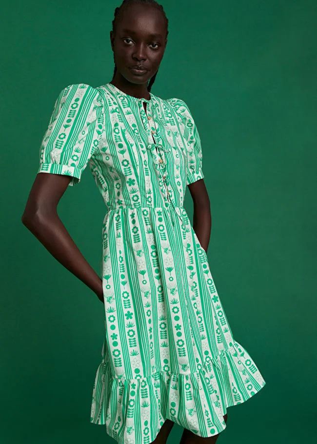 Sindiso Khumalo x & Other Stories + Ruffled Geometric-Print Midi Dress