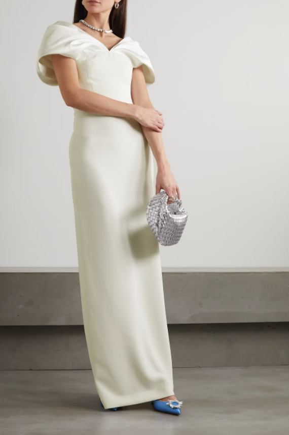 Solace London + Dakota Off-The-Shoulder Crepe And Satin