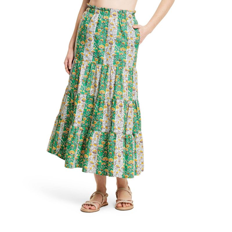 RHODE x Target + Mixed Whimsical Floral & Stripe Print Midi Skirt