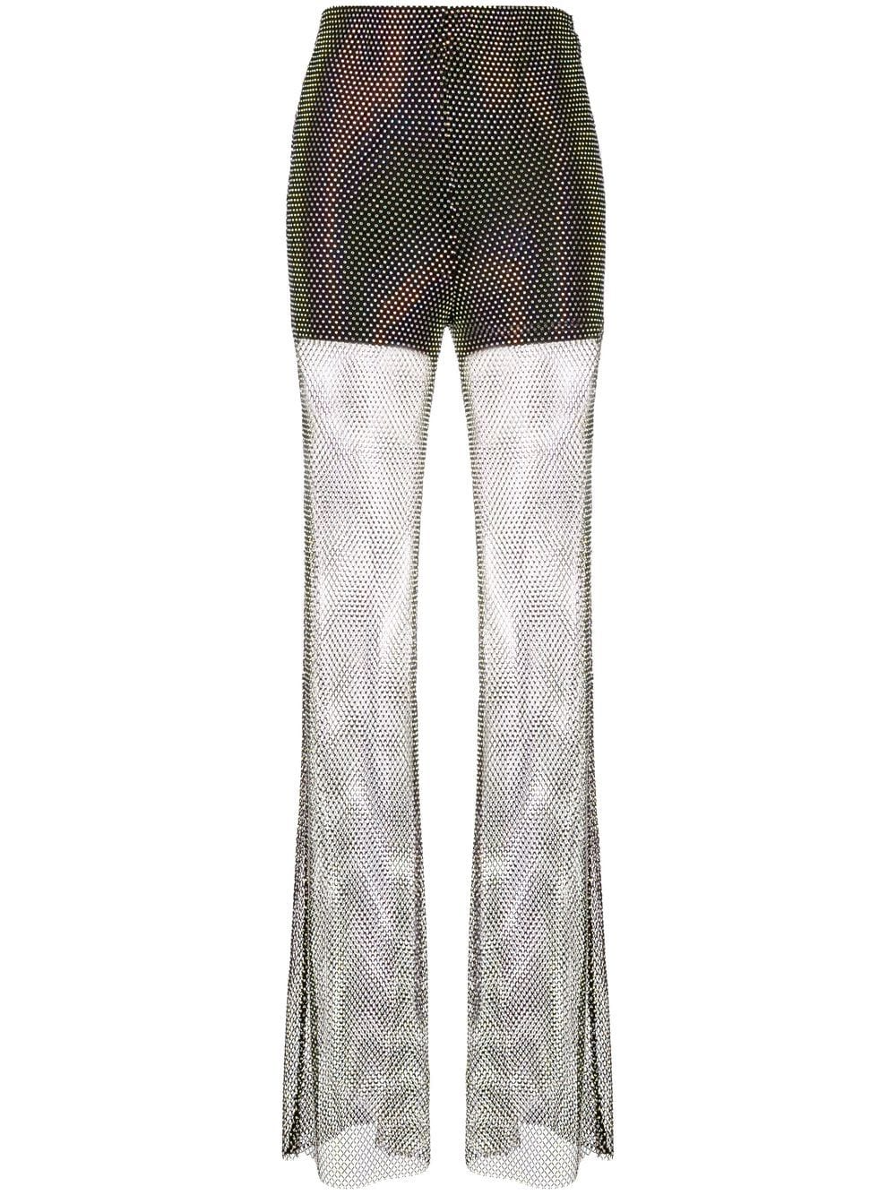 Rotate + crystal-embellished sheer trousers