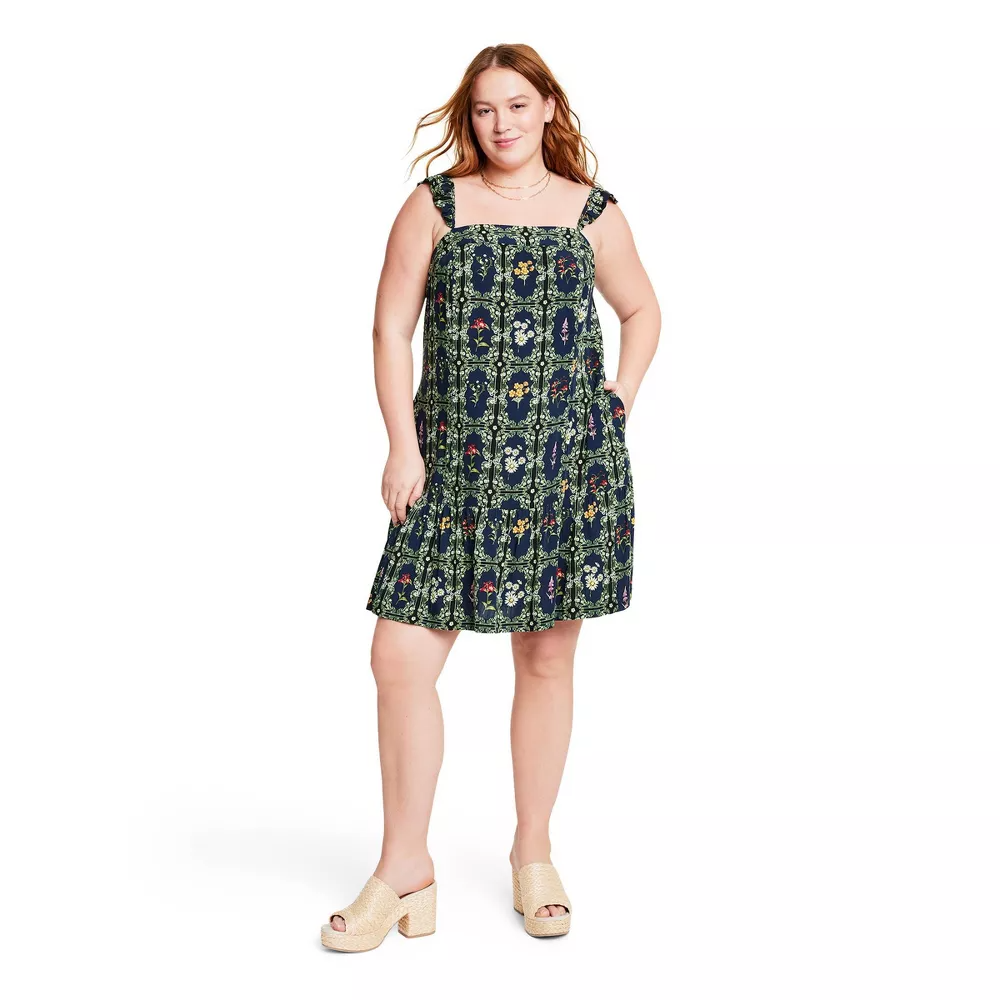 Agua Bendita x Target + Dainty Floral Tile Print Flutter Sleeve Mini Dress