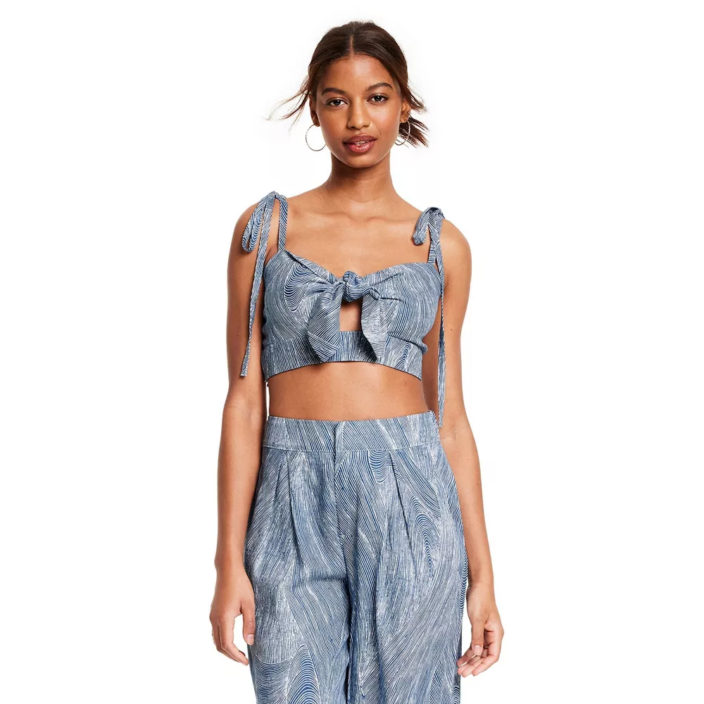 Fe Noel x Target + Fine Line Print Knotted Crop Tank Top