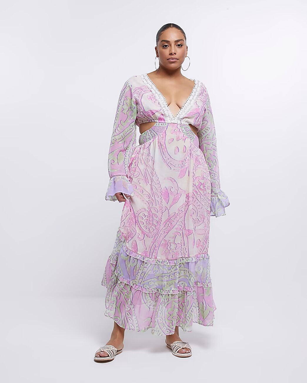 River Island Plus + Purple Paisley Print Maxi Dress