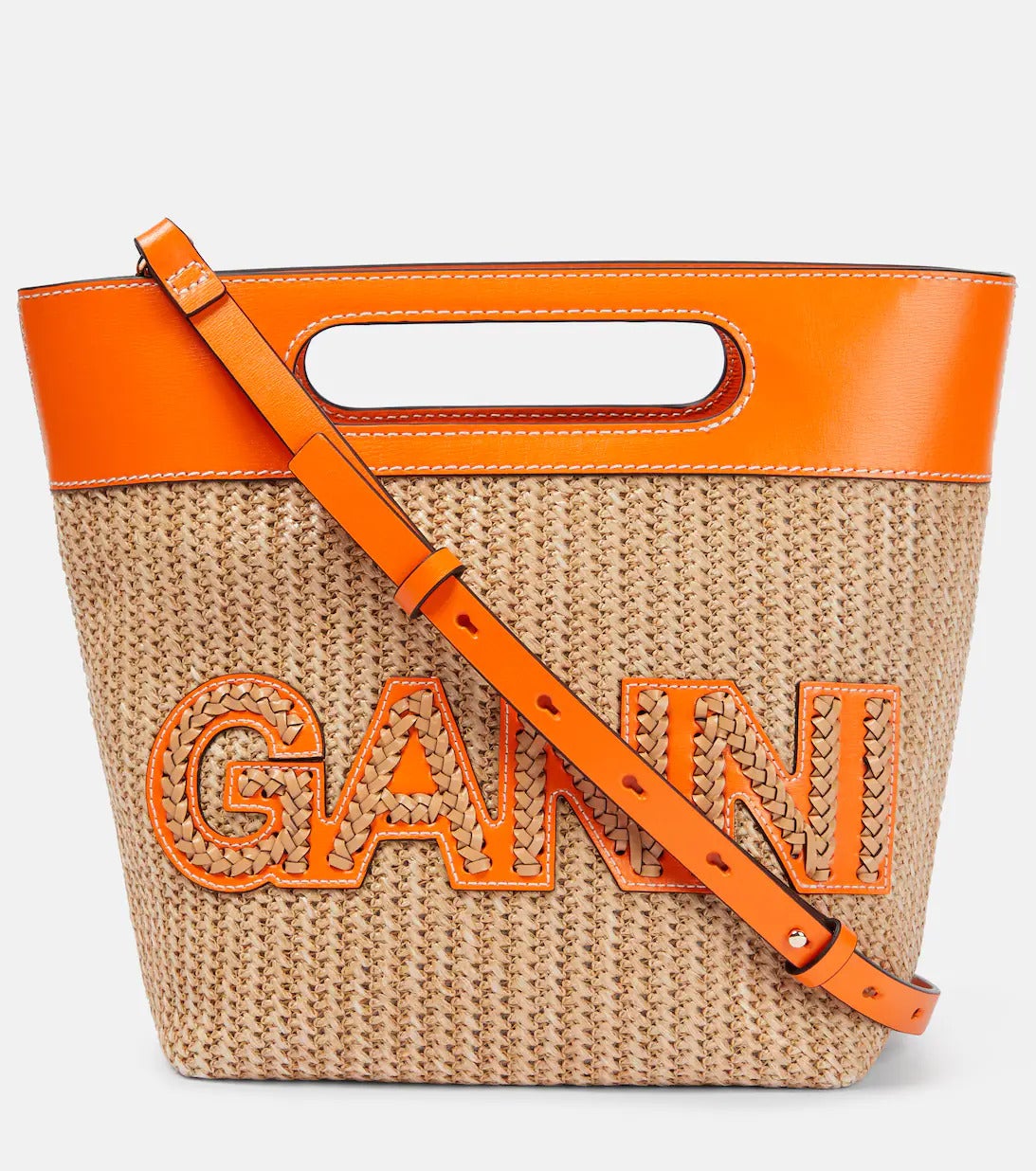 Ganni + Kraft Small Raffia Tote Bag
