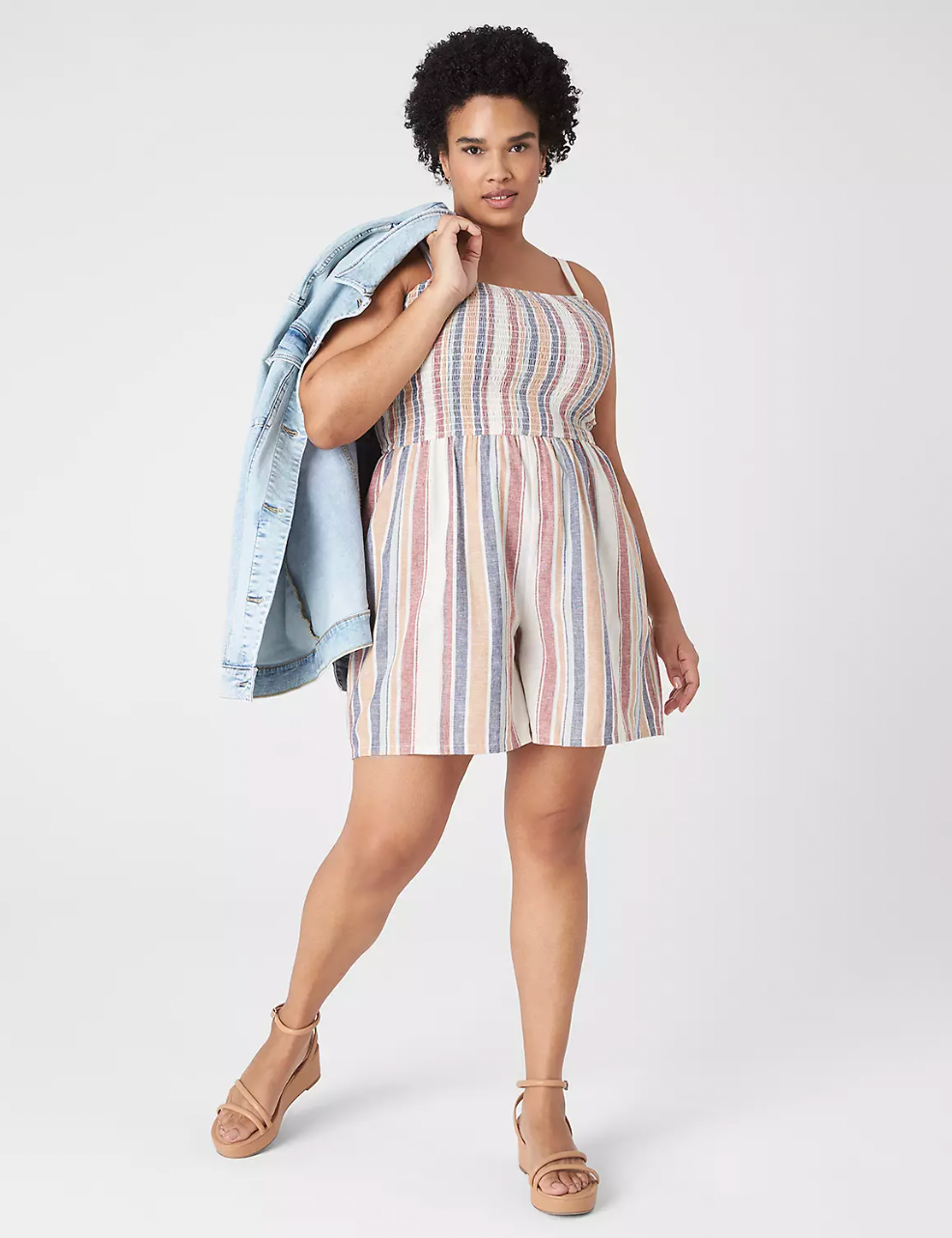 Lane Bryant + SquareNeck Smocked Linen Romper