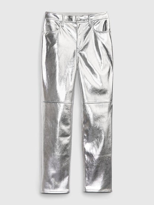 Gap + High Rise Faux-Leather Cheeky Straight Jeans