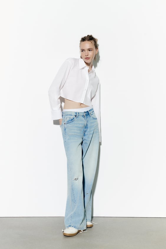 Zara + Crop Poplin Shirt