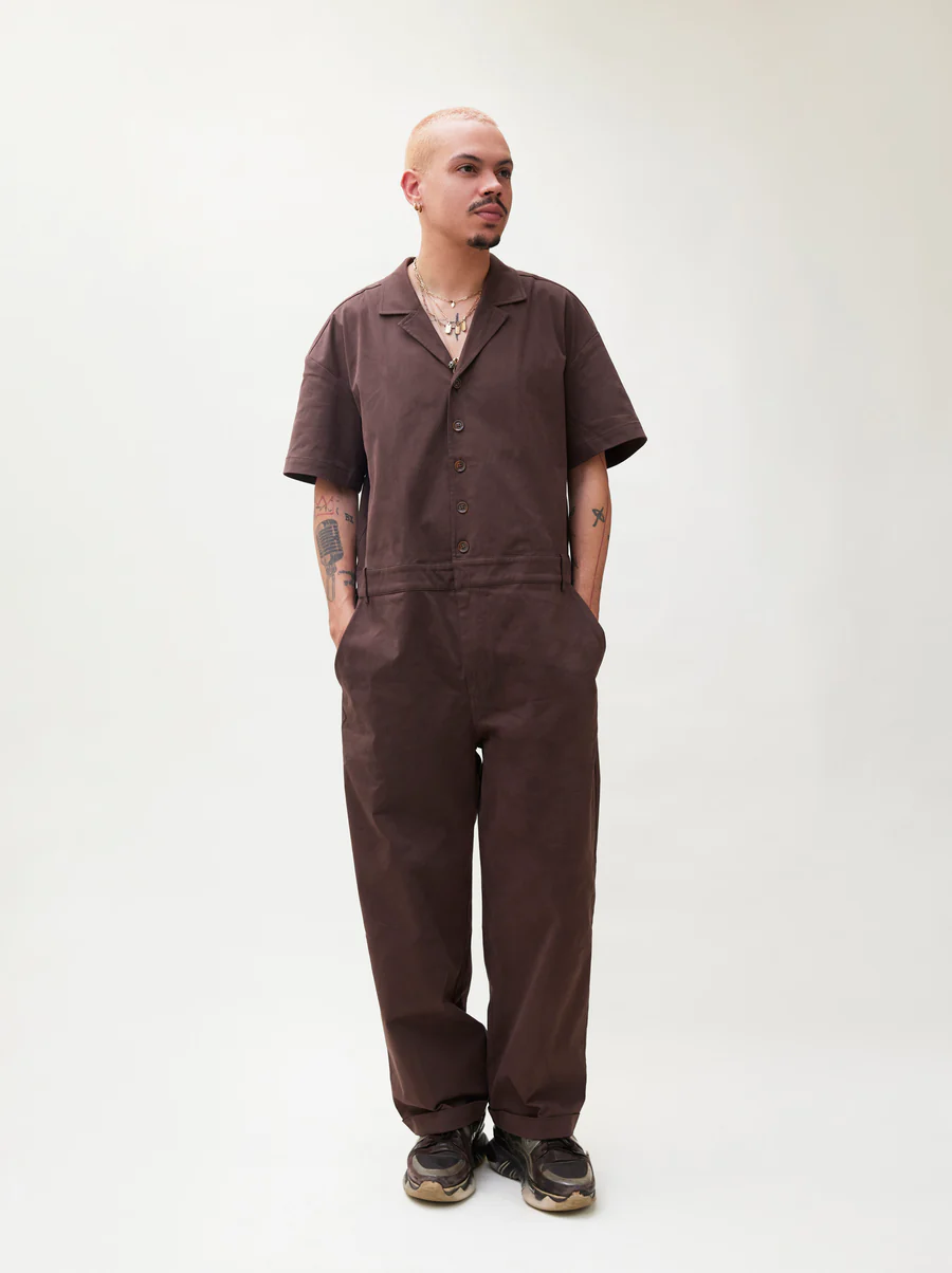 S+T X Ashlee Simpson Ross + Radical Button Up Romper in Vintage Brown