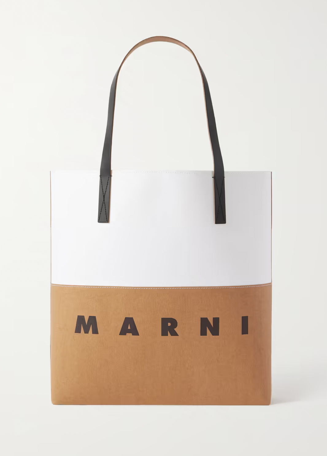 Marni + Shopping Two-Tone Leather-Trimmed Canvas Tote