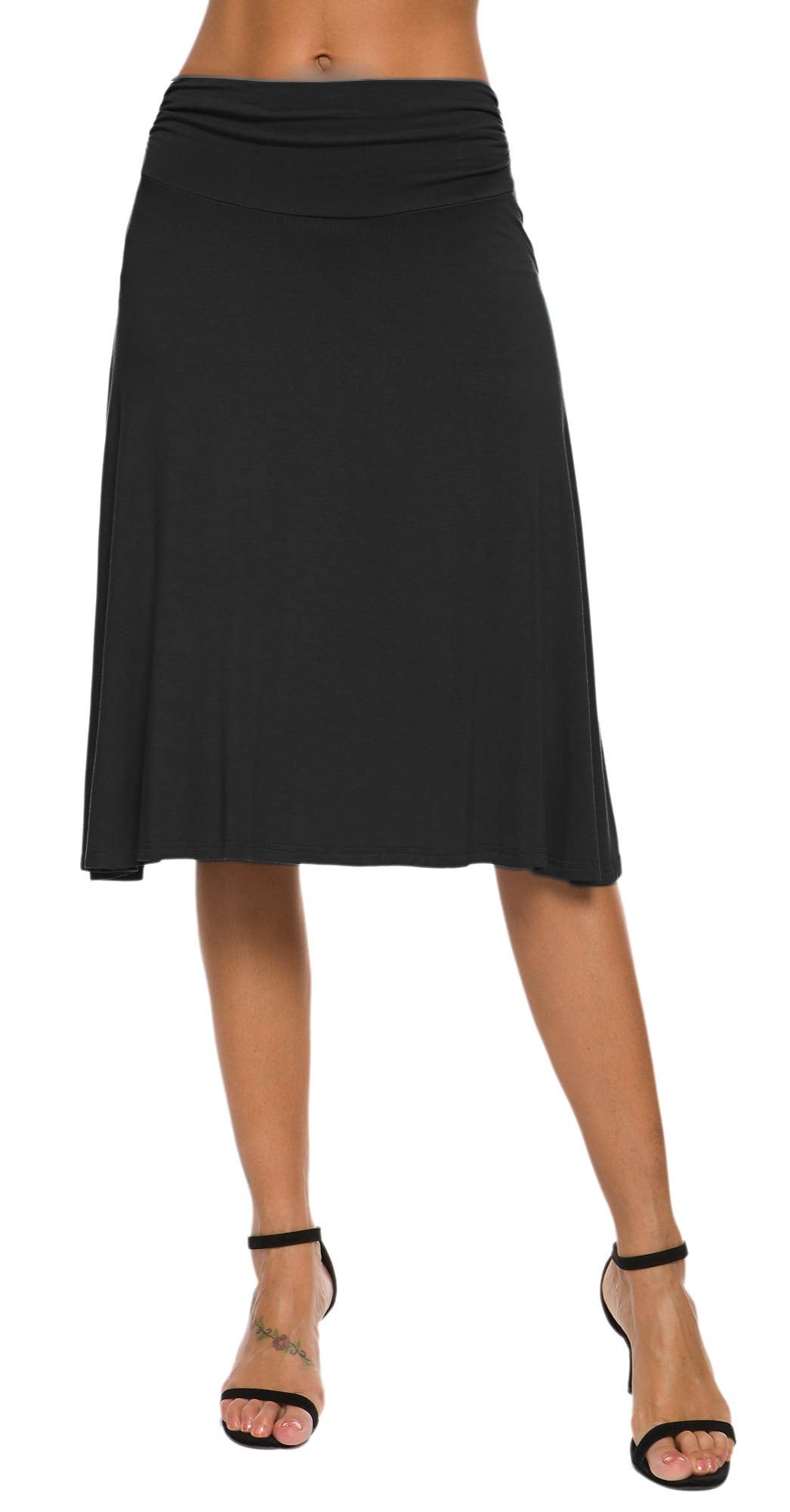 Exchic + Stretchy Ruched Waist Casual Flared Yoga Skirt