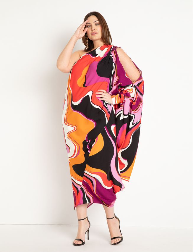 Eloquii + One Shoulder Kaftan