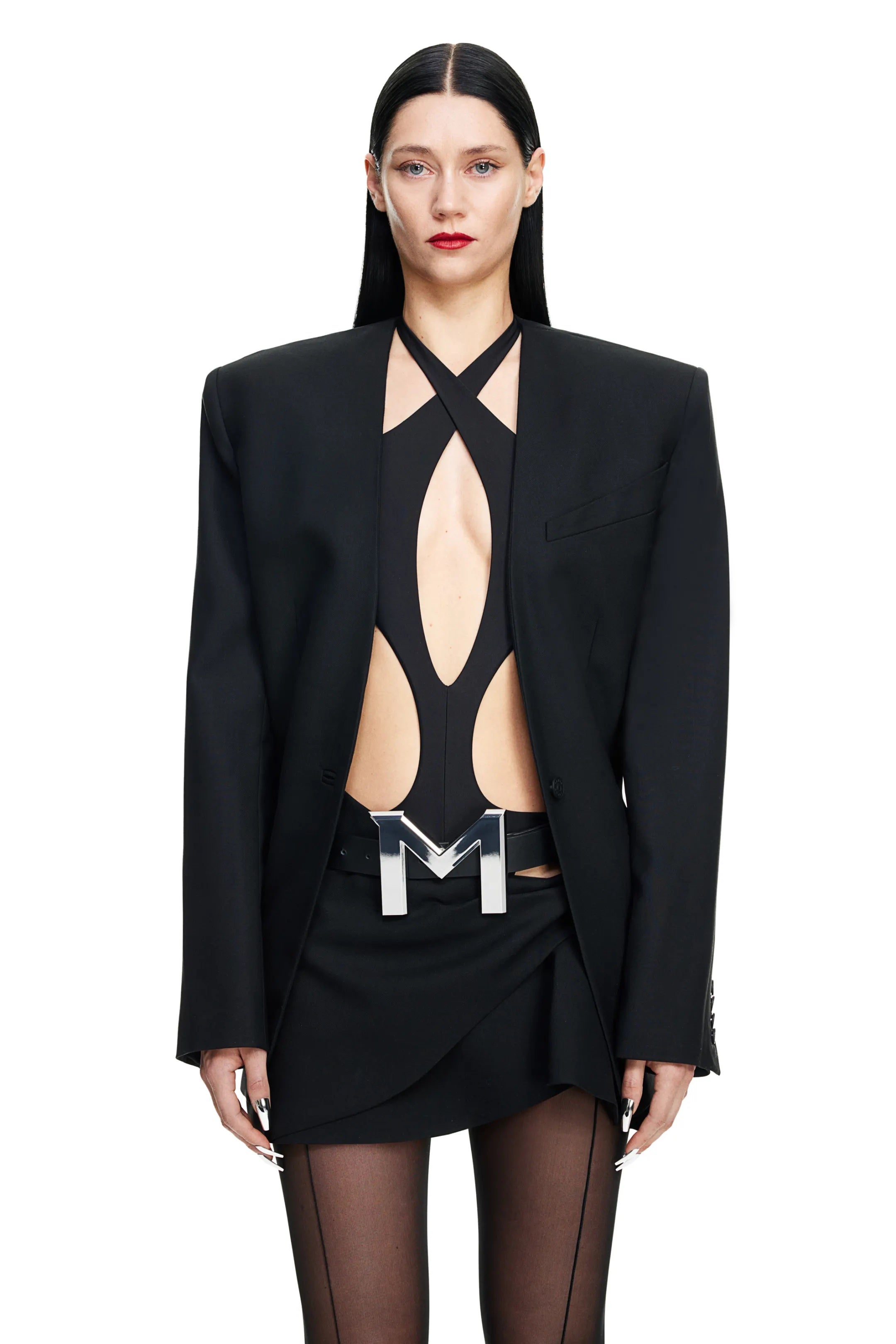 H&M x Mugler + MBuckle Leather Belt