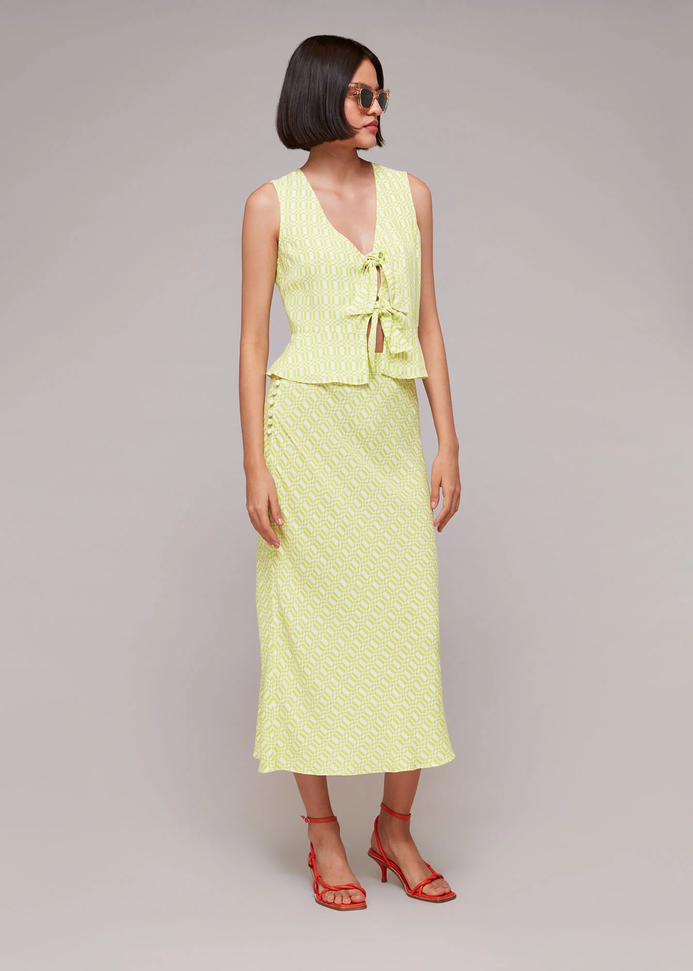 Whistles check top button through dress