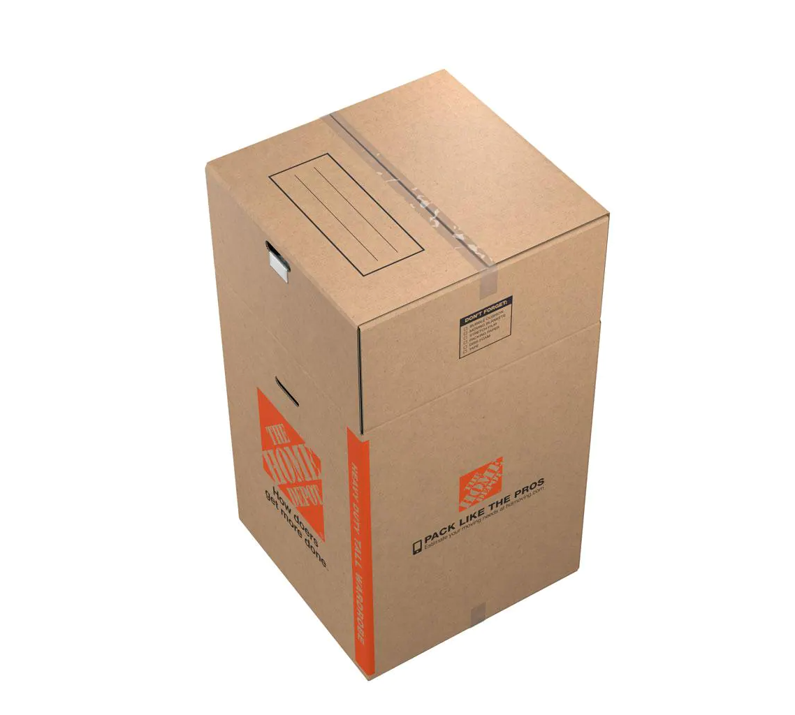 The Home Depot + HeavyDuty Tall Wardrobe Moving Box with Metal Hanging