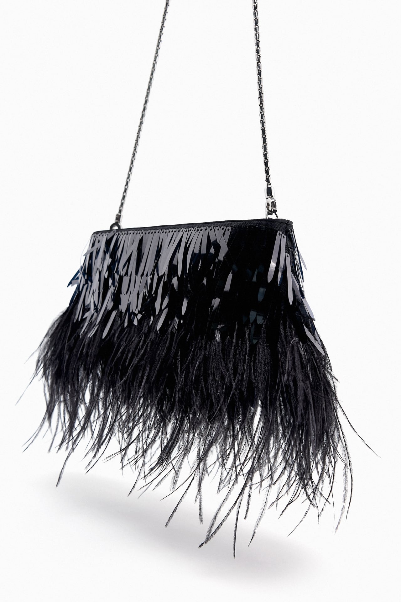 Zara + Rhinestones and Feathers Handbag