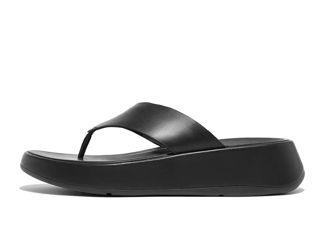 FitFlop + F-Mode Luxe Leather Flatform Toe-Post Sandals
