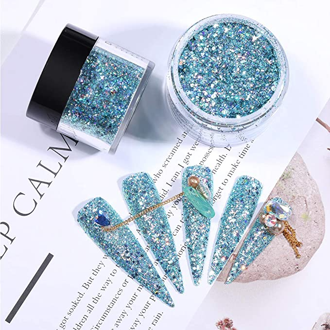 Honey Joy + Mermaid Blue Glitter Dip Powder No.134