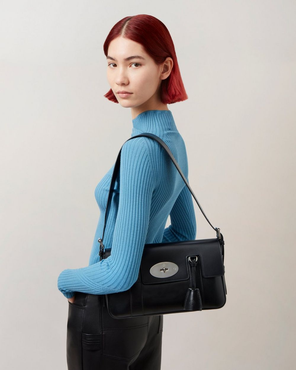 Mulberry East West Bayswater Black Shiny Smooth Calf