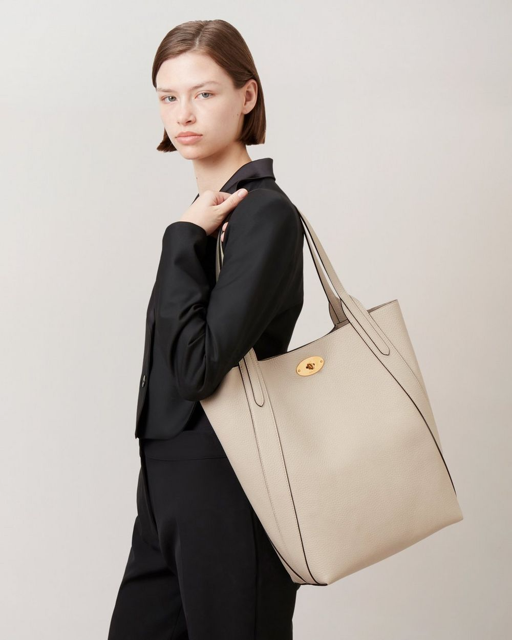Mulberry + North South Bayswater Tote – Chalk Heavy Grain