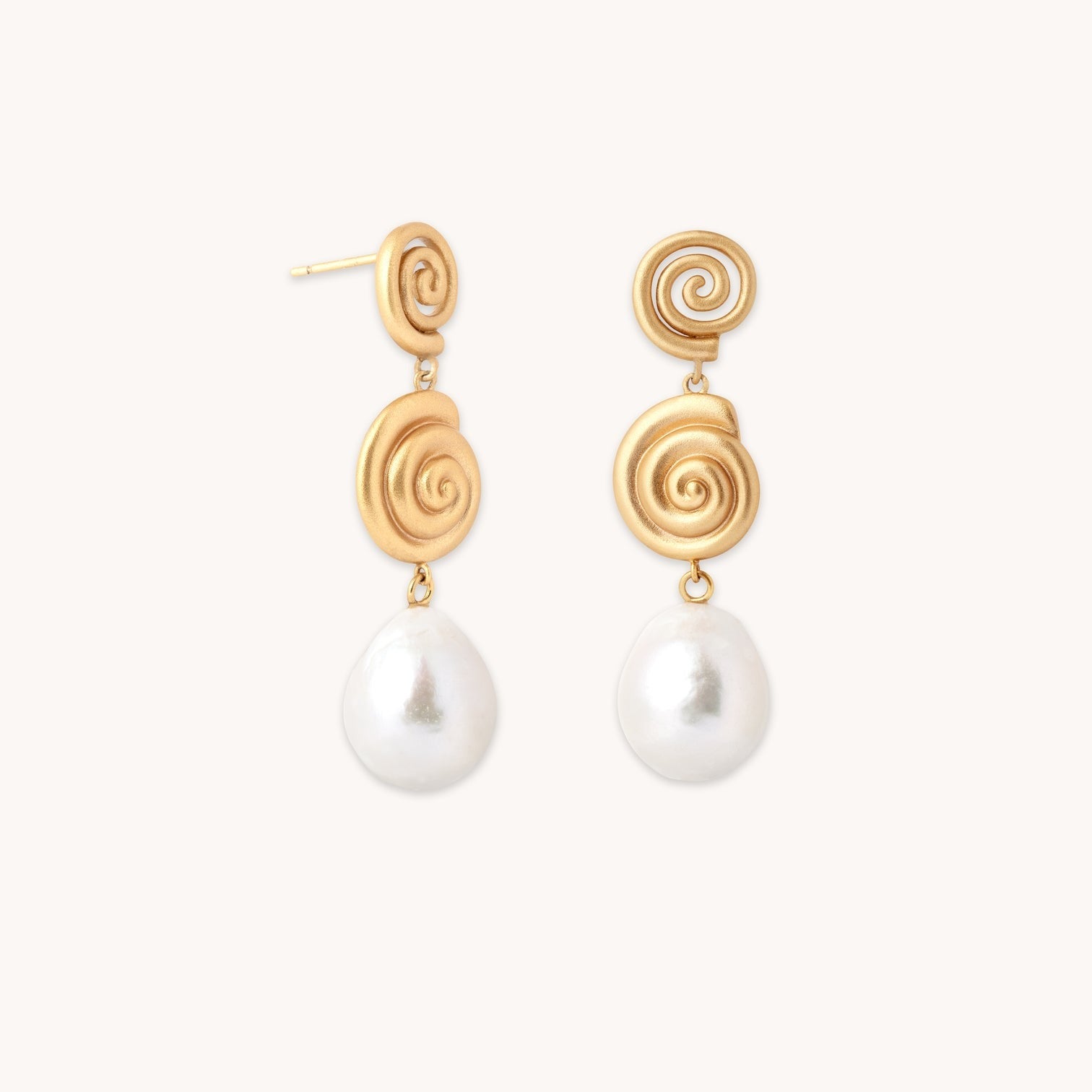 Astrid & Mayu + Pearl & Shell Drop Stud Earrings
