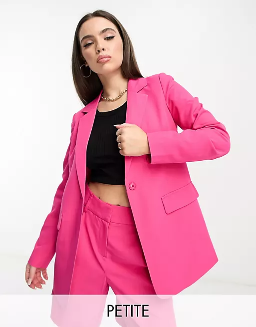 Vero Moda + Petite Tailored Suit Blazer Co-ord in Bright Pink