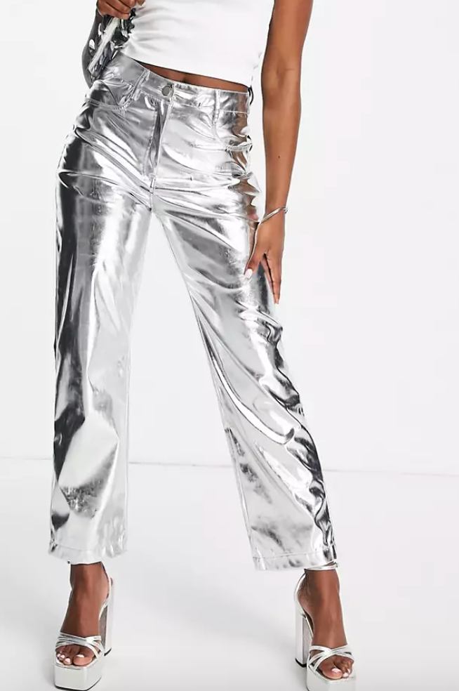 Amy Lynn + Amy Lynn Lupe Trousers In Metallic Silver