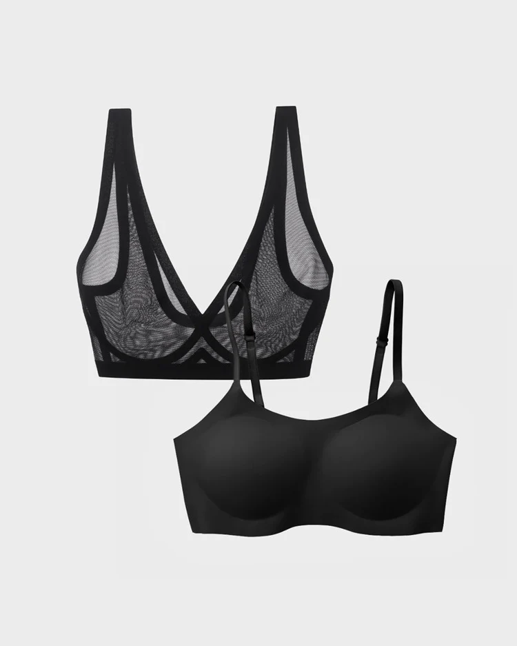 EBY + Seamless Sheer Black & Black Bralette Bundle