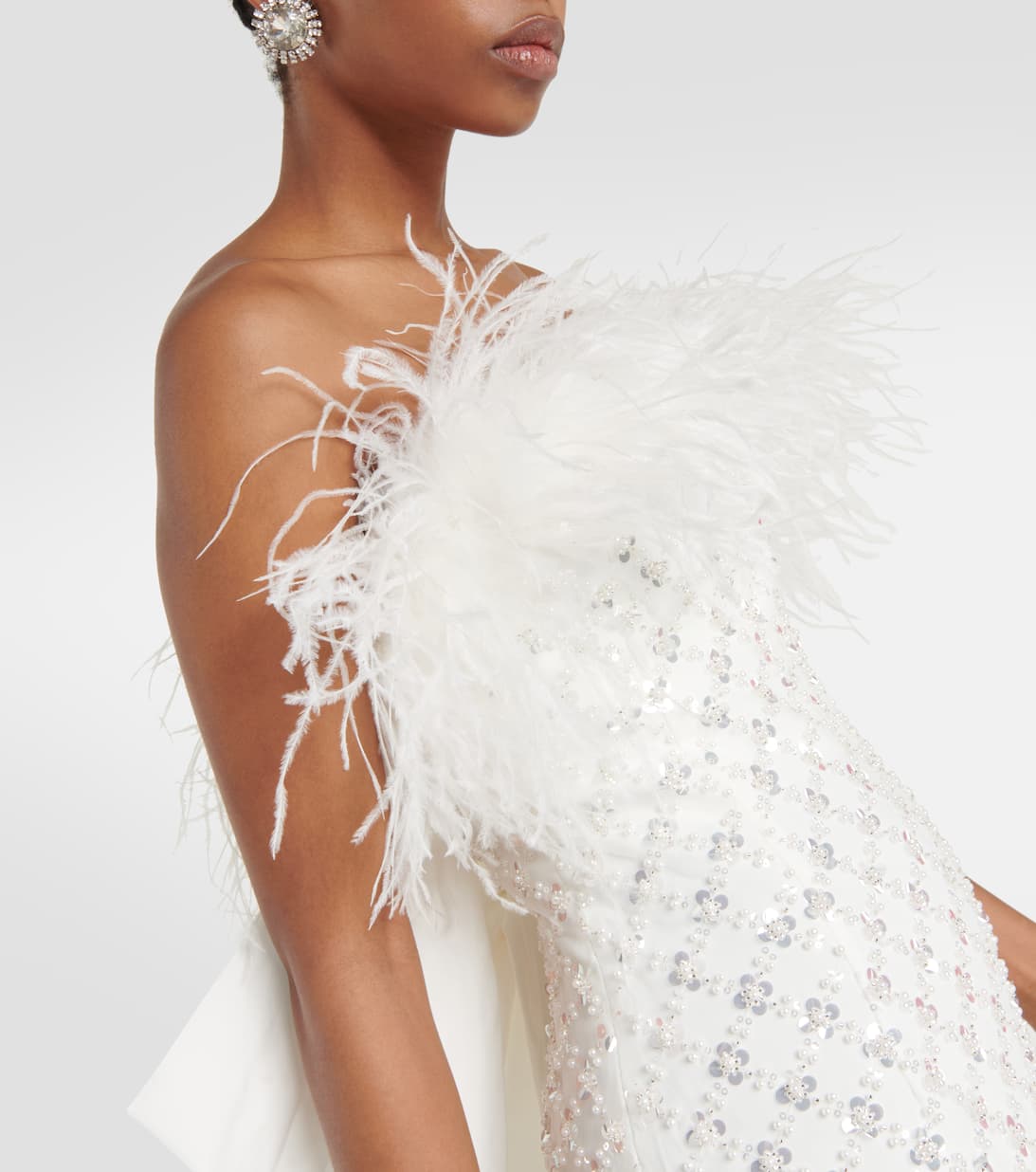 Rebecca Vallance + Bridal Chantal feather-trimmed gown