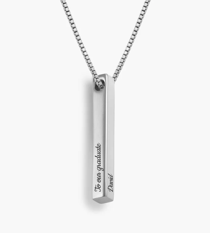 Herringbone Engraved Slim Chain Necklace - Sterling Silver - Oak & Luna