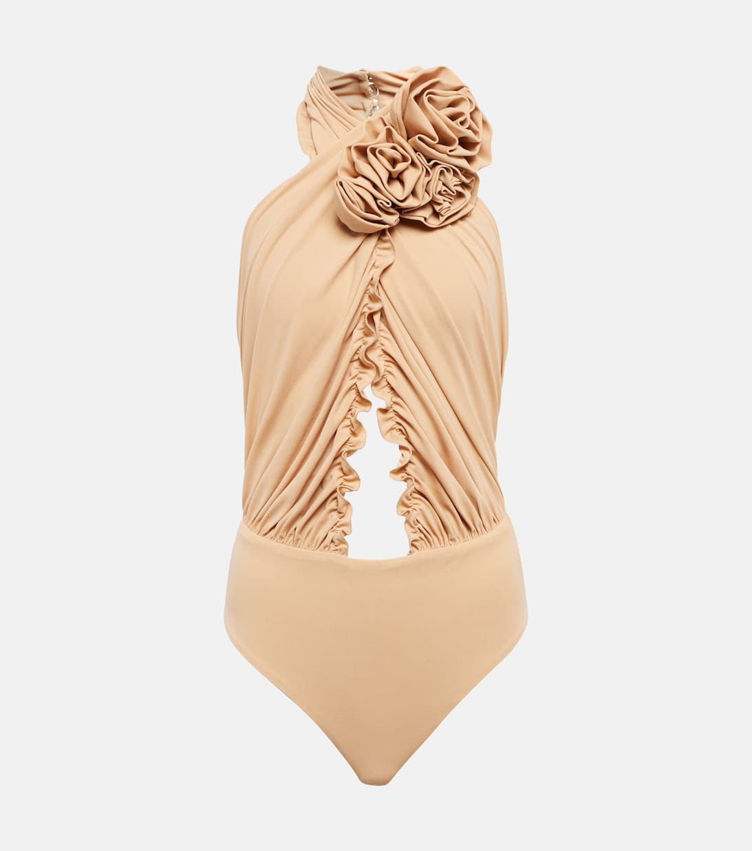 Magda Butrym + Ruffled Halterneck Jersey Bodysuit