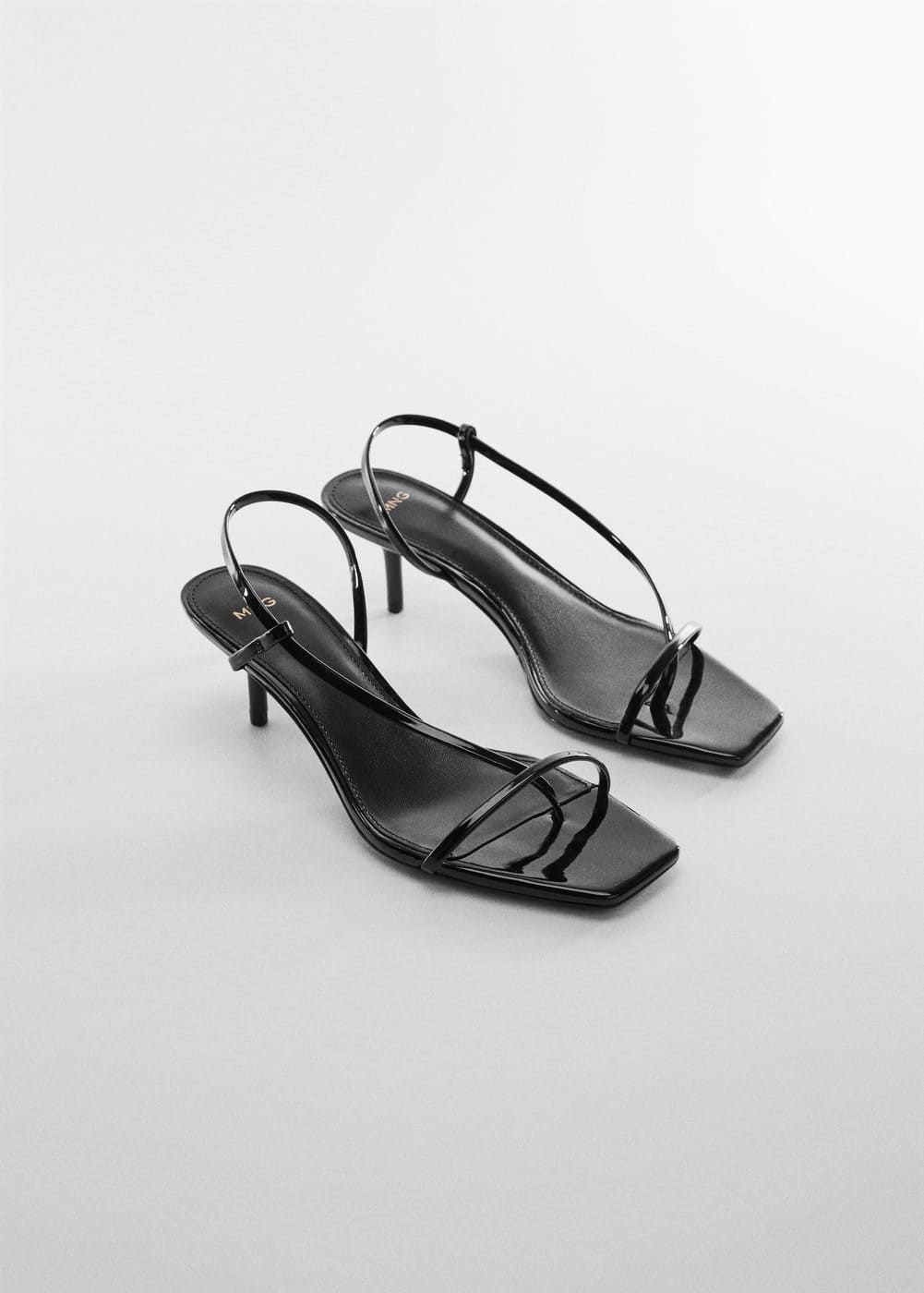 Topshop Faith strappy two part heeled sandals in black satin | ASOS
