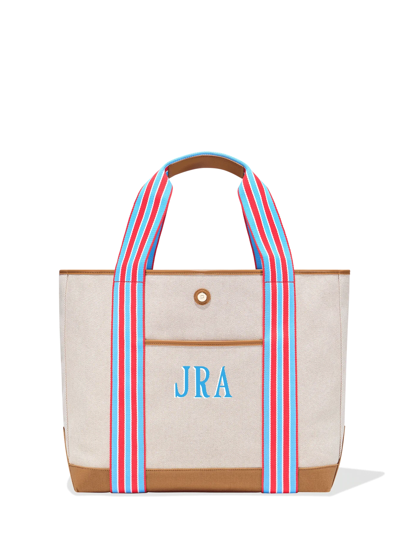 Modern Monogram Personalized Canvas Beach Tote Bag