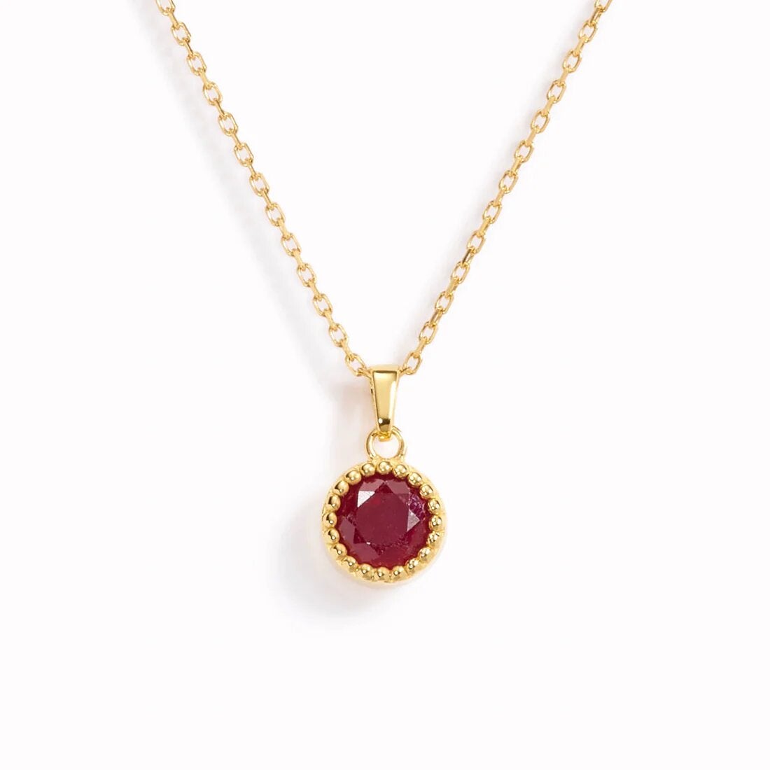 Linjer + July Birthstone Necklace – Opaque Ruby