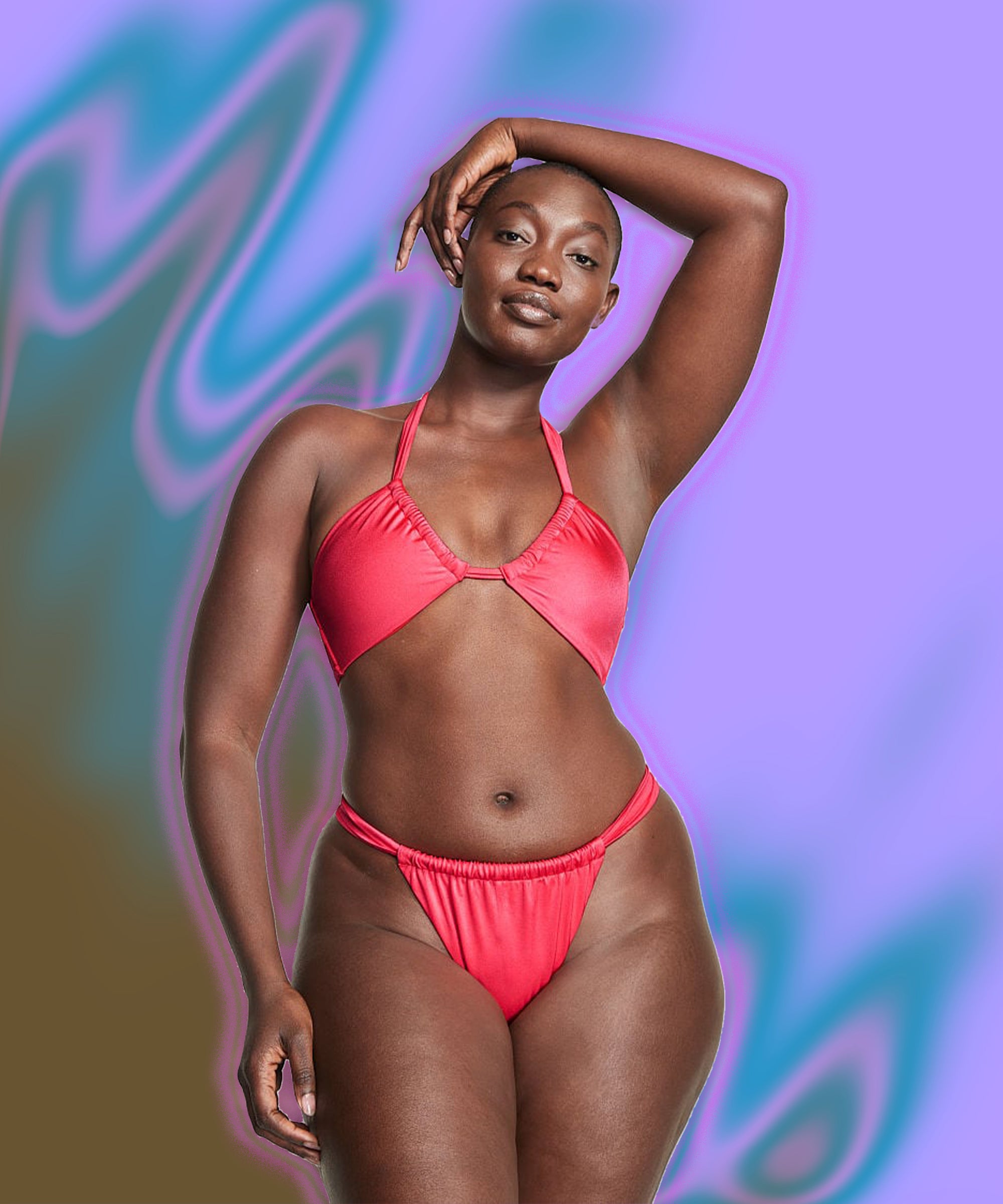 RQYYD Womens 3 Piece Swimsuit Sexy Halter Triangle Bikini High Waist Mesh  Beach Swimwear Bathing Suit Cover Up Dress(Red,M) 