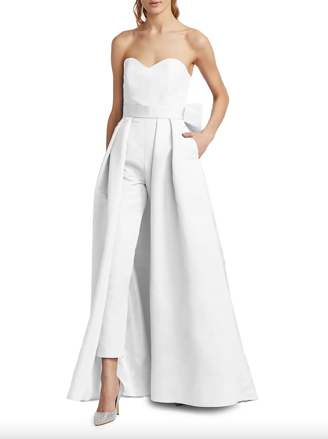 Alexia María + Convertible Bow-Embellished Silk Faille Jumpsuit