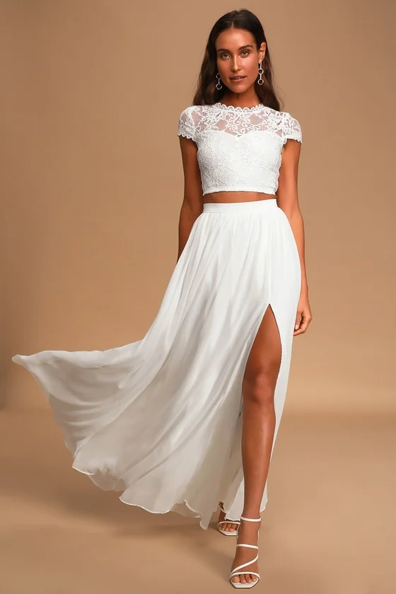 White two piece maxi dress Clearance