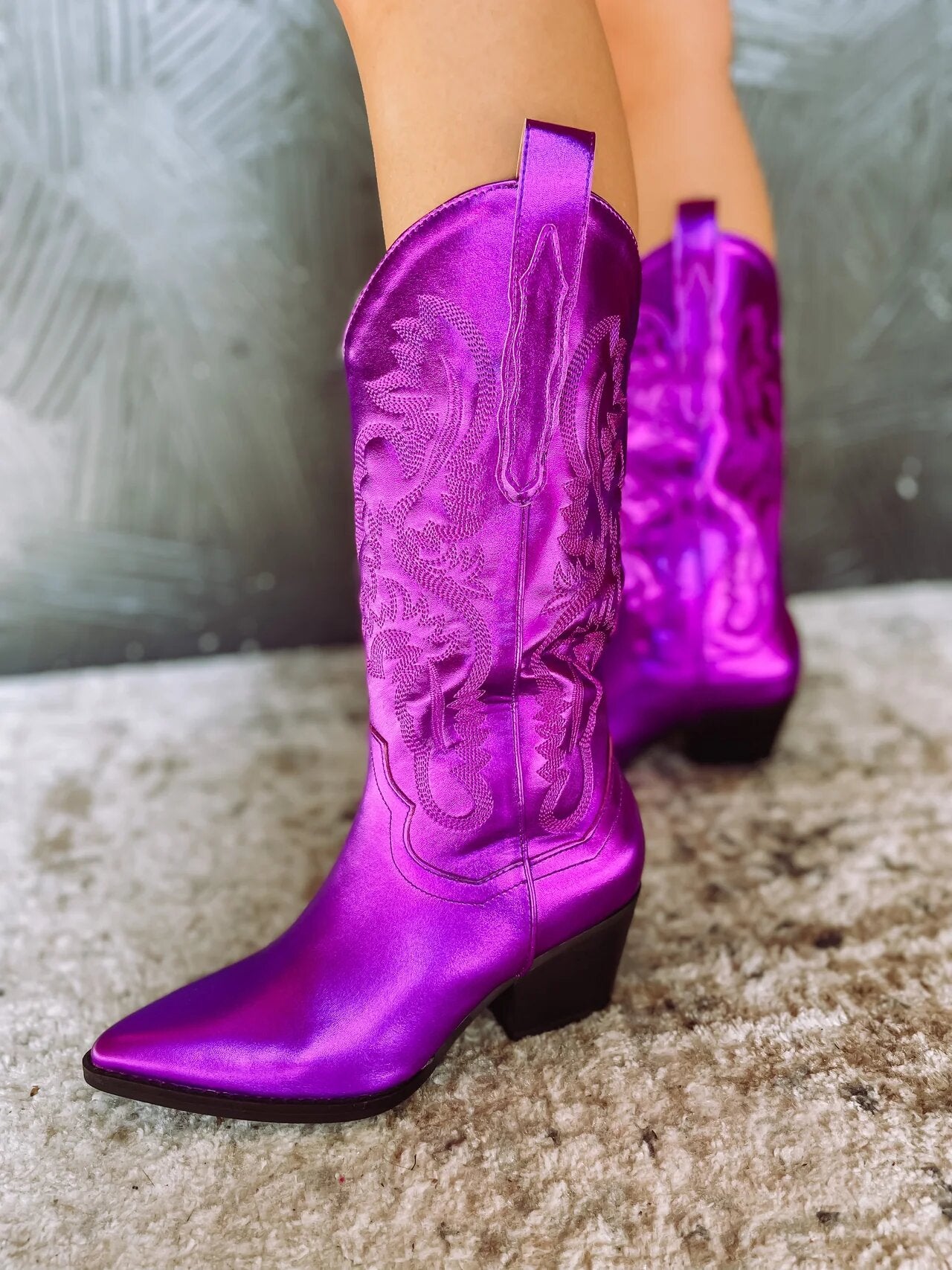 Texas Bling + Amaya Metallic Purple Cowboy Boot