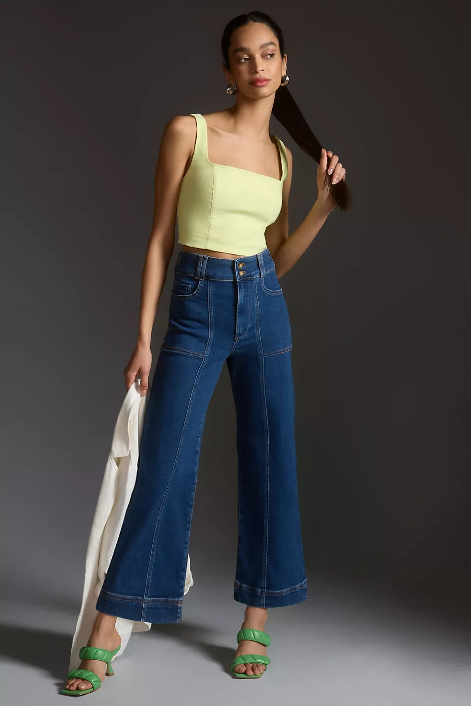 Pilcro + The Skipper Seamed High-Rise Cropped Wide-Leg Jeans