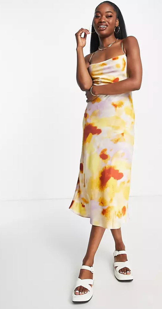 Stradivarius yellow dress best sale