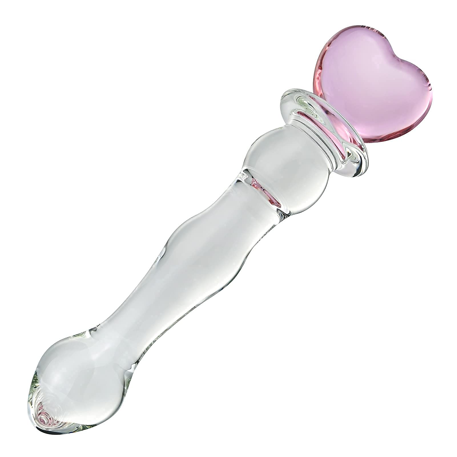FST + Glass Pleasure Wand Heart Shape Crystal Massager Dildo