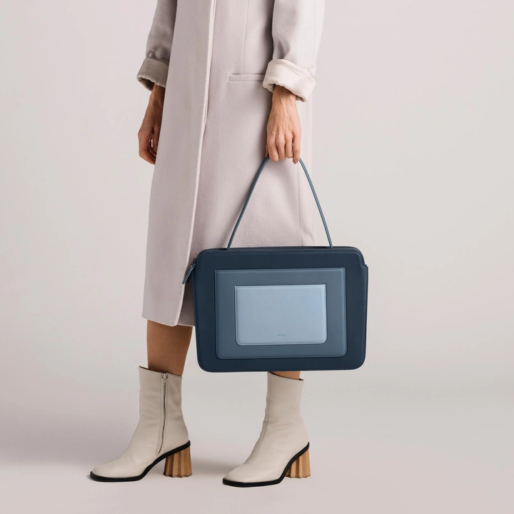 BOSTANTEN Briefcase for Women Leather Laptop Handbag 15.6 inch Computer Bag Shoulder Work Tote Stylish, Beige