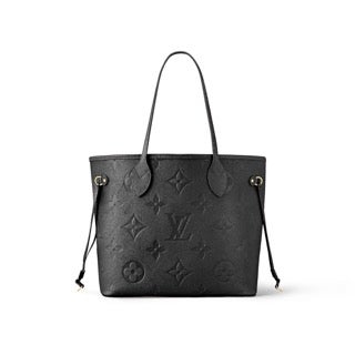 Louis Vuitton Neverfull Tote Bag MM Black Monogram Empreinte Leather